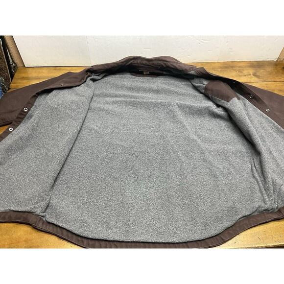 Duluth Trading Men's L Tall Brown Fleece Lined Heavy Canvas Shirt Jacket Snap - Picture 10 of 11